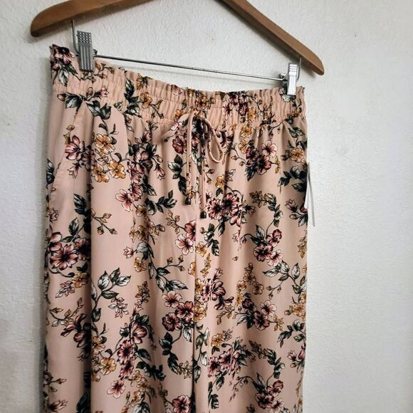 NWT Joe B Pink Floral Wide Leg Resortwear  Pants: Lg: Spring Flowy Effortless - Picture 2 of 5